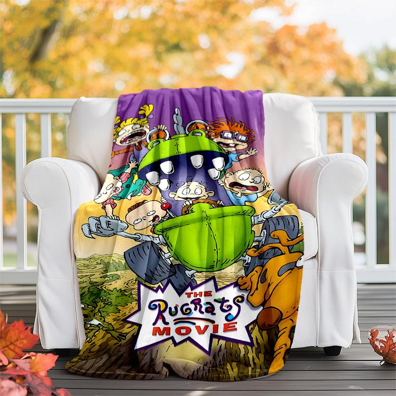 1pc Rugrats in paris1 Theme Blanket - Digital Print, Polyester, Cozy for All Seasons, Perfect for Outdoor, Camping, and Travel