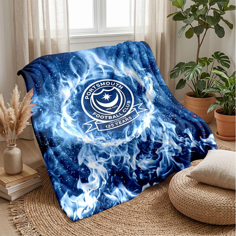 Coperta Morbida in Pile Flanella Portsmouth FC Leggera Accogliente Calda Coperta da Lancio per Divano Letto Decorazione Casa