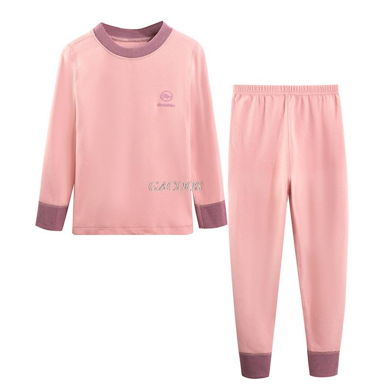 Autumn Winter Thermal Underwear Suit Girls Clothing Sets Boys Pajama Sets Baby No Trace Warm Sleepwear Solid Color Child Clothes