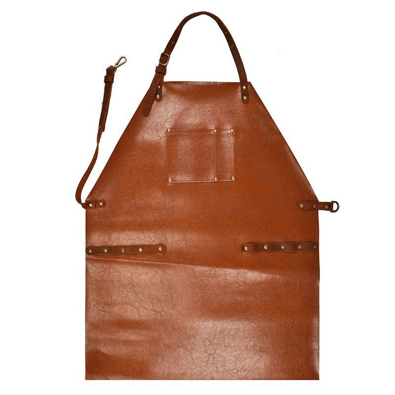 

Pu Leather Apron Bar Café Barbecue Restaurant Waterproof And Oilproof Apron 80*60 коричневый