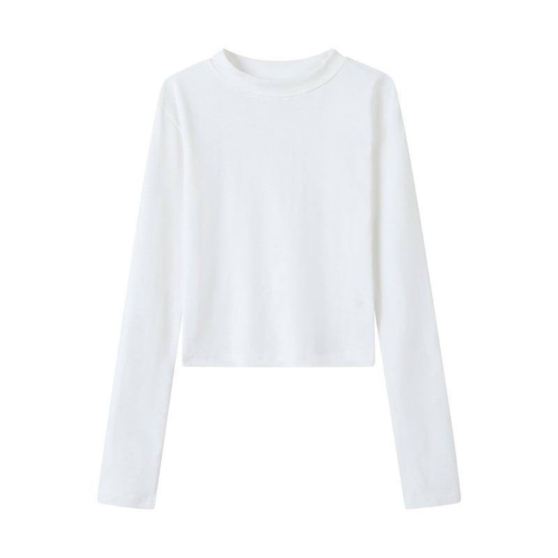 

Women s short gram casual versatile long-sleeved shirt early autumn thin slim-fitting and thin umbilical button bottoming shirt top women XL белый