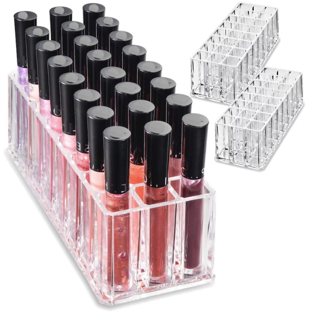 24-Slot Lipstick Holder Clear Acrylic Cosmetic Storage Box Nail Cosmetic Stand
