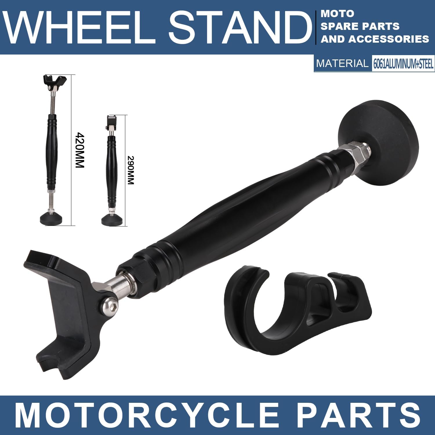 

Motorcycle Wheel Lift Stand Front and Rear Easy Portable Jack Stand Chain Cleaning Maintenance Tool Adjustable for Most Motorcycles, with Brake