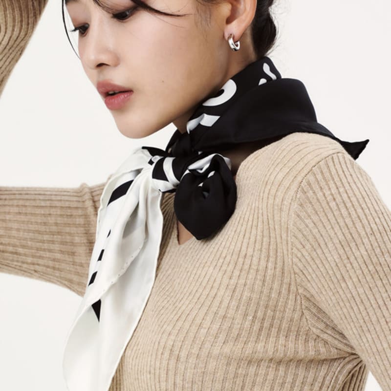 ONSZ Black and White Split Logo Silk Scarf