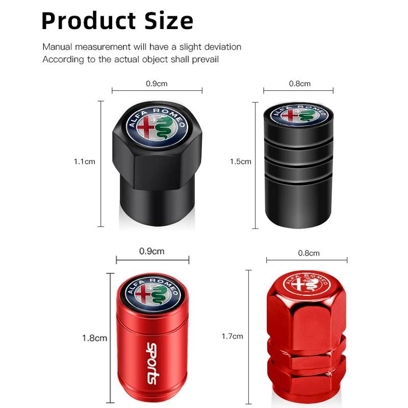 Car Stickers For Alfa Romeo 4Pcs Aluminum Alloy Car Wheel Tire Valve Caps Stem Cover For Alfa Romeo 4C 159 166 Spider Giulia Giu