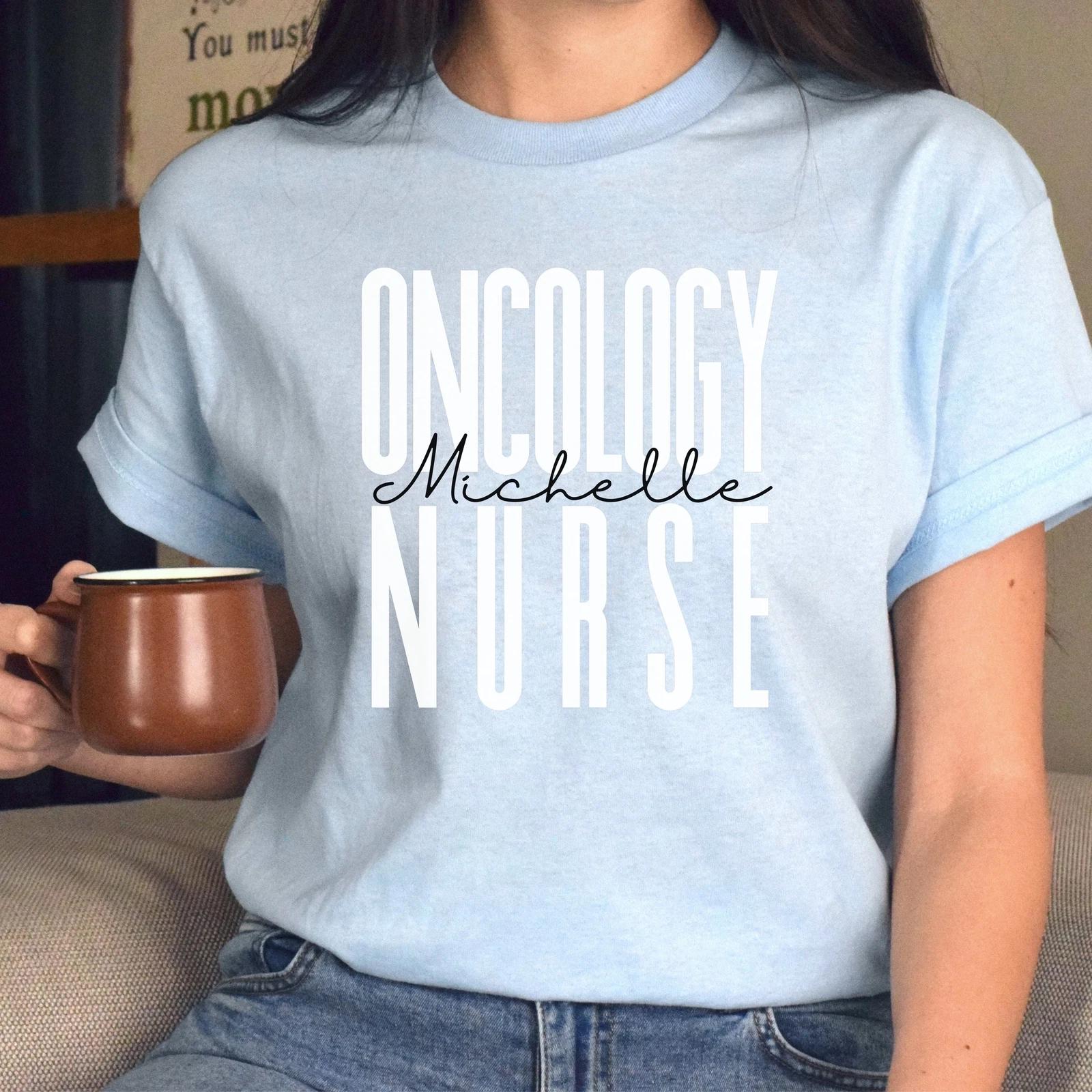 Personalized Oncology nurse T-shirt gift Custom name Chemo infusion nurse Unisex 2XL