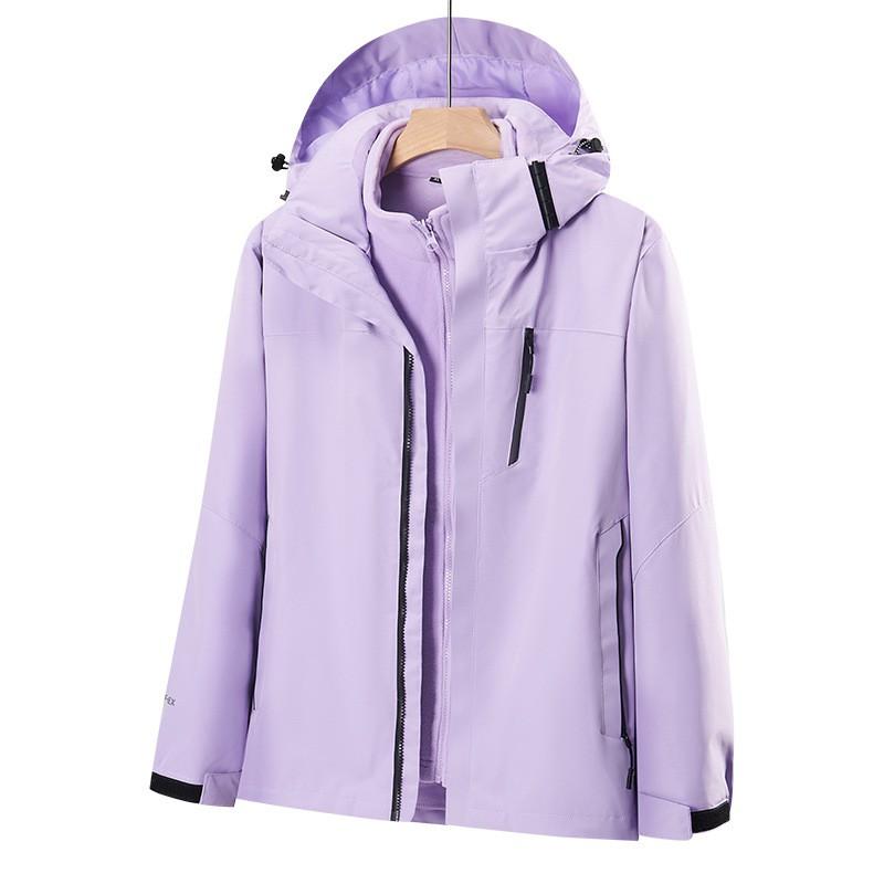 3-in-1 Fleece Lined Hooded Jacket Men Women Outdoor Hiking Camping Skiing 2111