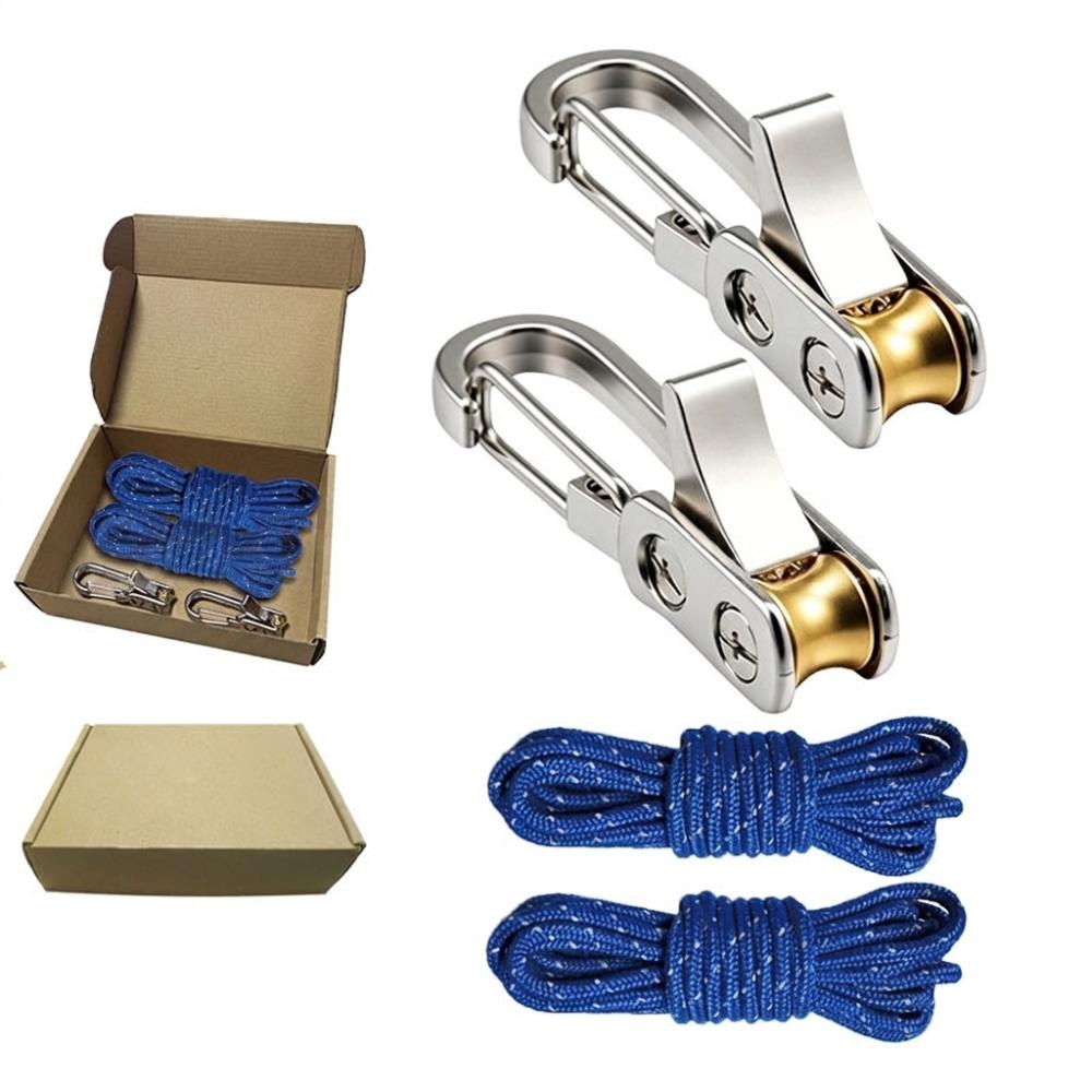 2Pcs/Set Heavy-duty Rope with Roller Tensioner Labor-saving Retractable Tie Down Rope Tent Setup