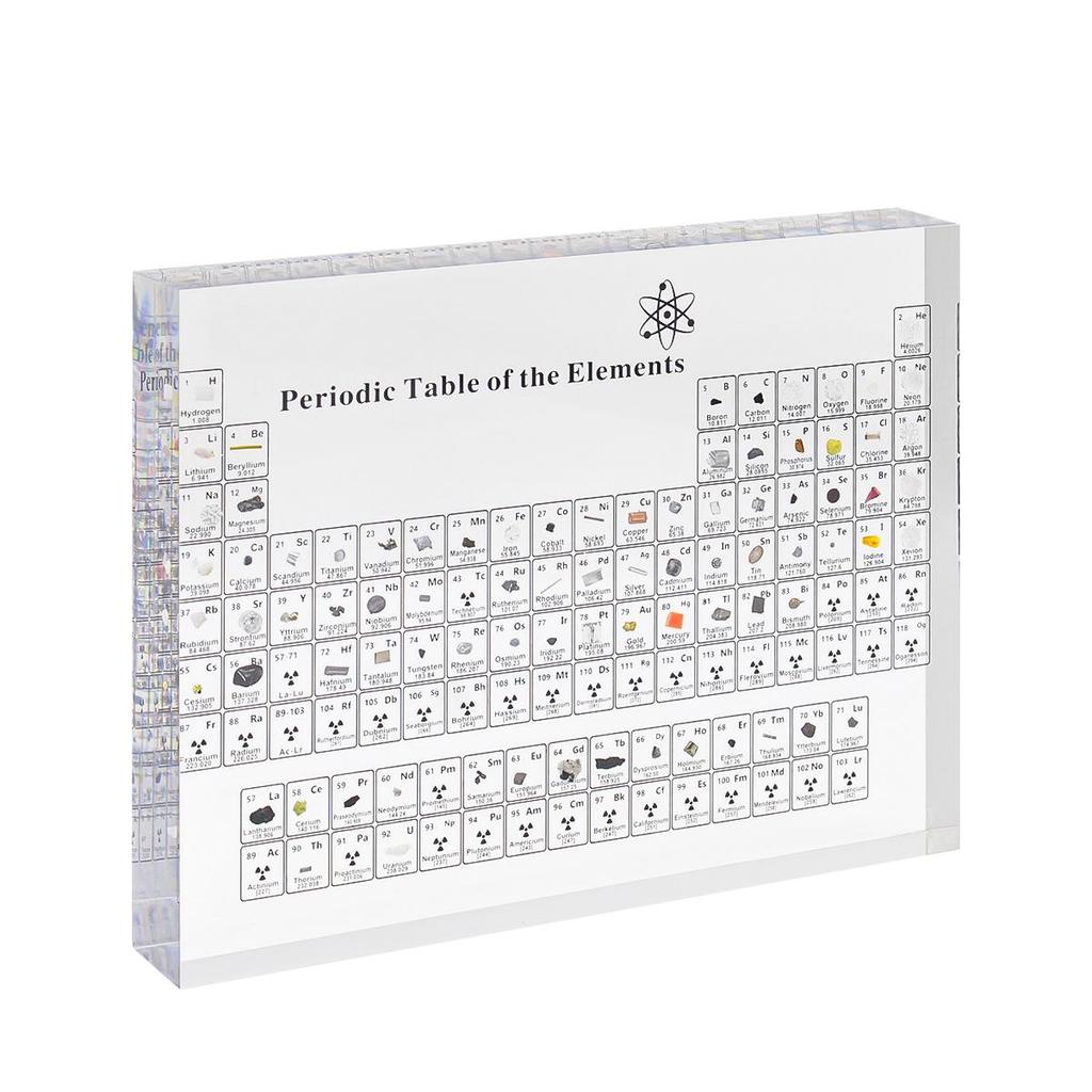 Tavola Periodica Acrilica Incapsulata con Elementi Fisici