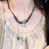 New Chinese ethnic style butterfly necklace niche ancient style high-end long woven sweater chain Maillard collarbone chain