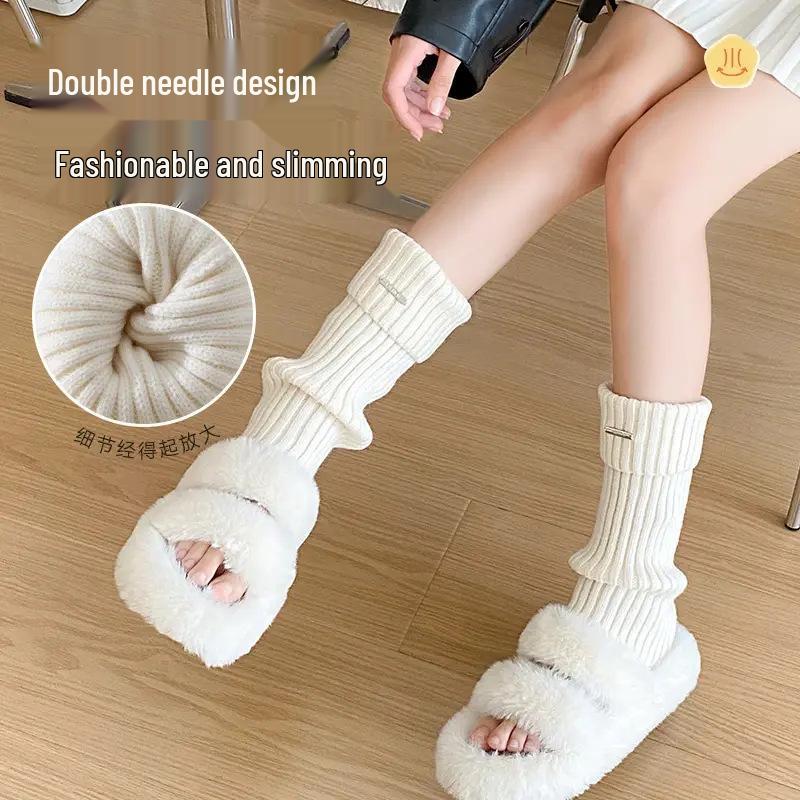 New Arrival: Autumn/Winter Women's Mid-Tube Calf Socks - Warm, Japanese-Style Scrunched Design