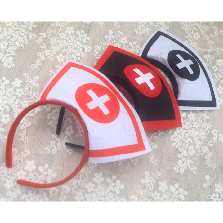 Fasce per Capelli a Forma di Cappello da Infermiera di Halloween Cerchietto per Capelli Accessori per Capelli Costume da Infermiera Carino