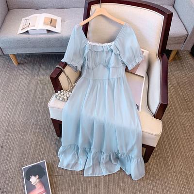 Plus Size Women's Summer Design Sense Niche Retro Short Sleeved Mid Length Dress