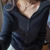 Women's Slim-Fit V-Neck Wool Knit Top: 2024 Autumn/Winter Design, Long-Sleeved and Stylish Base Layer