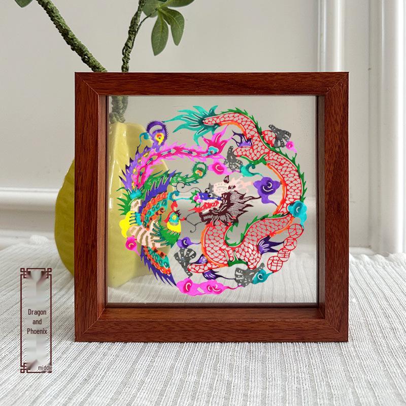 Xianci Double-Sided Transparent Frame: A4 Paper-Cut Calligraphy Fu Character Display Stand