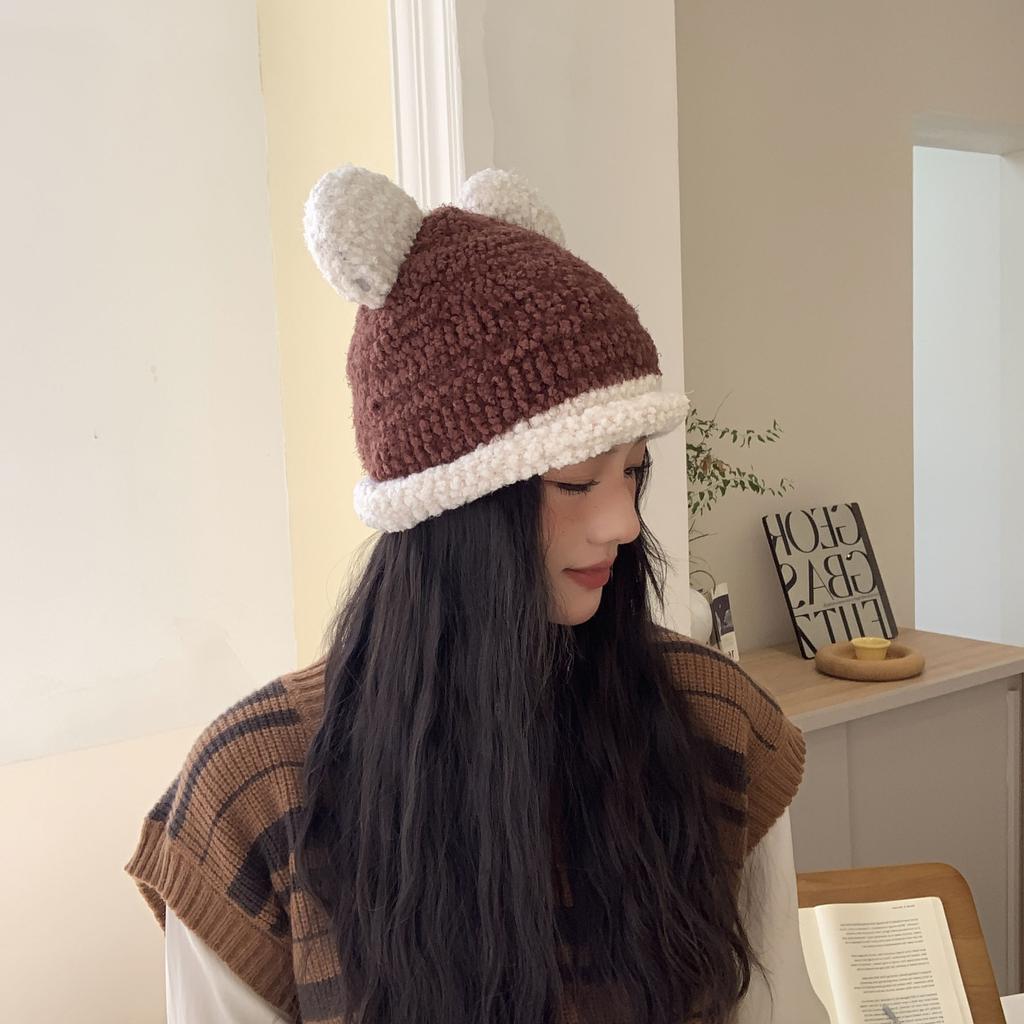 Women's New Warm Knitted Hat Korean Style Versatile Cute Ear Windproof Ear Protection Face Small Wool Hat