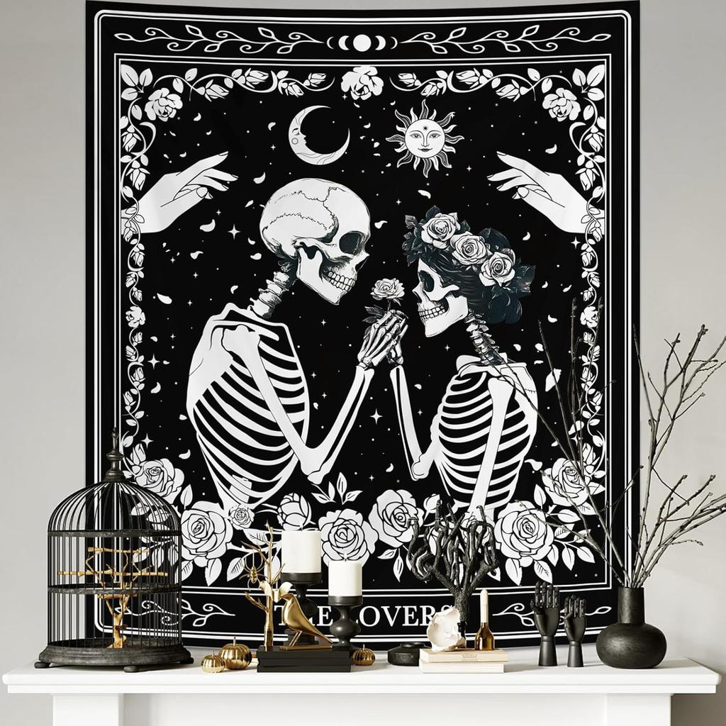 Sun and Moon Tapestry Wall Hanging, Boho Hippie Vintage Celestial Starry Sky Tapestries, Flower and Stars Wall Decor for Bedroom