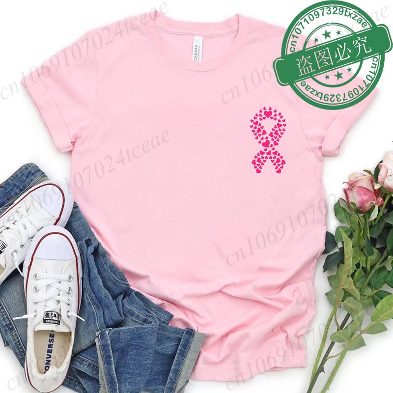 Breast Cancer Awareness Printed Women Tshirt Short Sleeve Pink Clothes Tops Breast Cancer Survivor Tee Shirt Clothing for Women