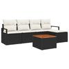 Canapé de jardin 6 pièces avec coussins noir en poly rotin, Canapé 2 places avec rangement et coussins noir poly rotin 3356360