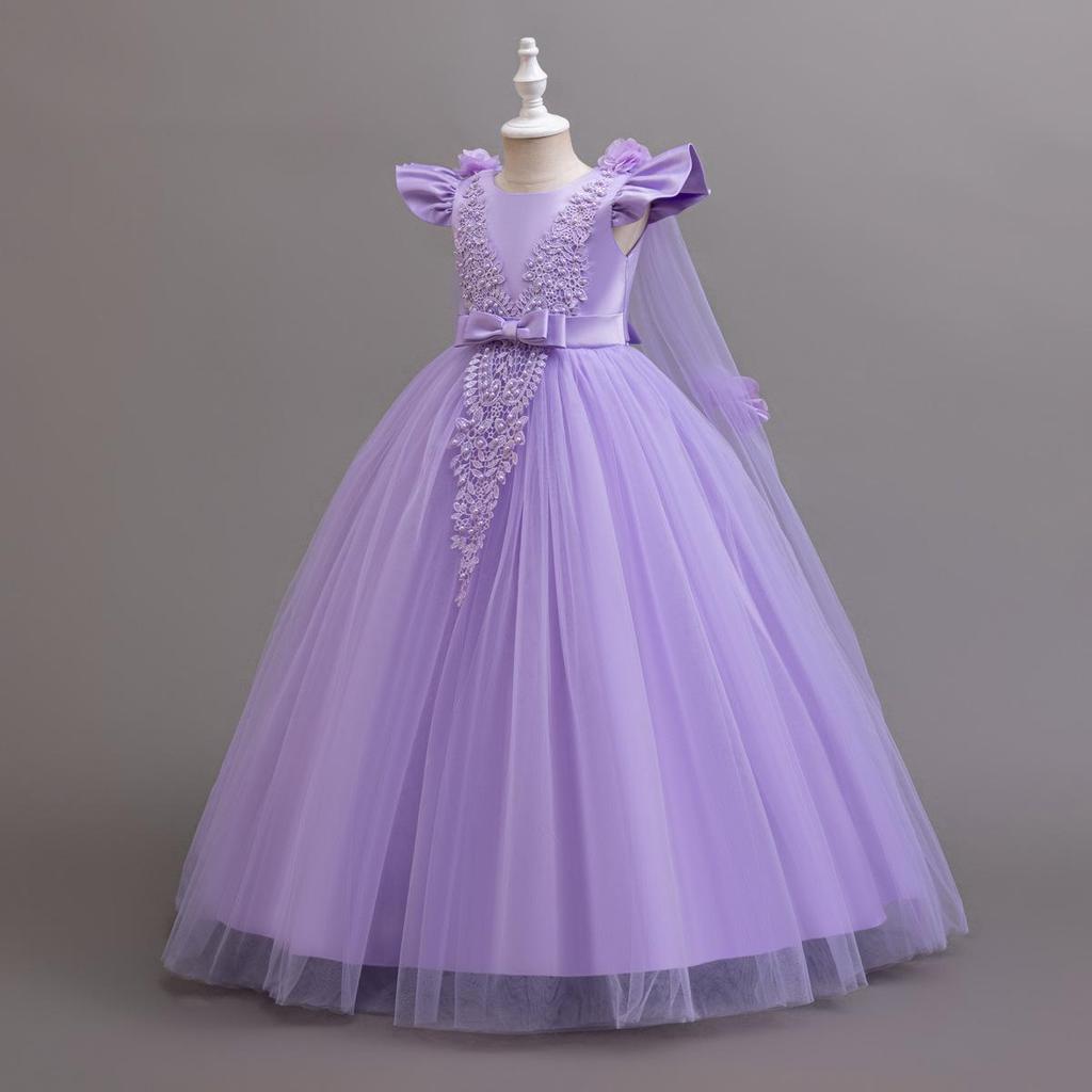 New Long Elegant Dress for Young Girls Flower Girl Princess Dresses White Formal Clothes From 4 To12 Years