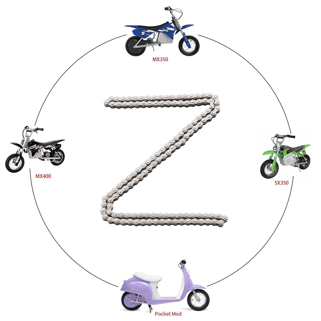 KAMIER 25H Drive Chain 126 Link For Razor MX350 MX400 ZR350 SX350 McGrath Dirt Rocket Bike Kids Electric Pocket Mod Mini Euro Bella Vapor Sweet Pea