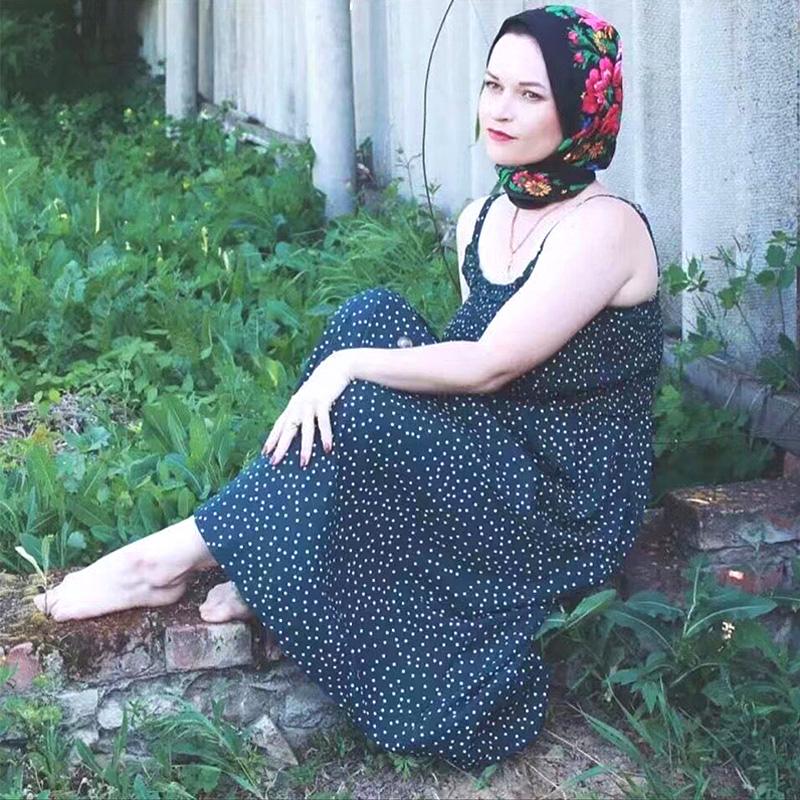 Women Square Scarf Ethnic Hijab Retro Handkerchief Head Wrap Head Scarves Muslim Floral Print Bandana Shawl Headscarf