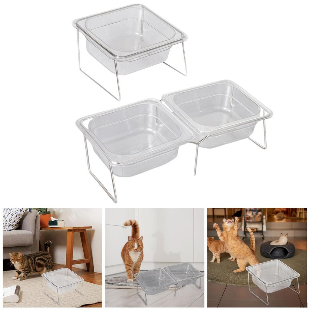 Acrylic Dog Feeding Bowl with Tilted Design 15 Degree Slant Stable Base Neck Support Stand Included