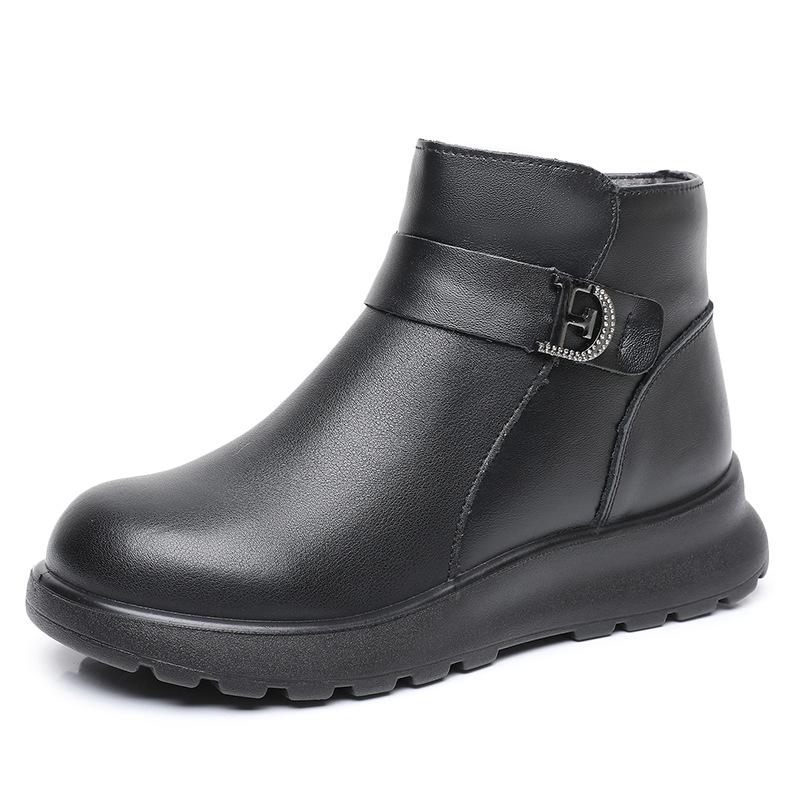 

Women s Short Boots, Flat, Anti-slip, Thickened Fleece, Warm, Soft-soled Cotton Shoes 41 чорний