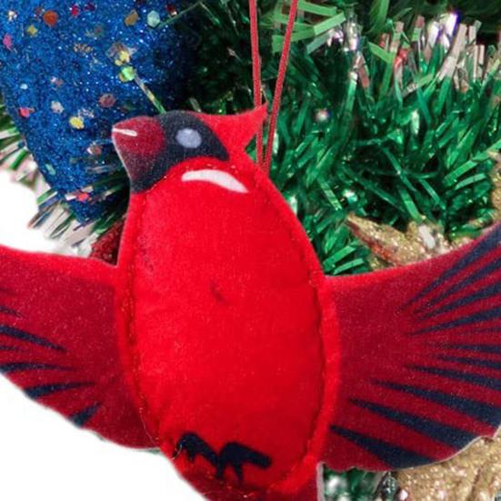 10 Pcs Red Bird Ornaments Wood Red Birds Christmas Tree Hanging Decoration for Winter Holiday Home Decor