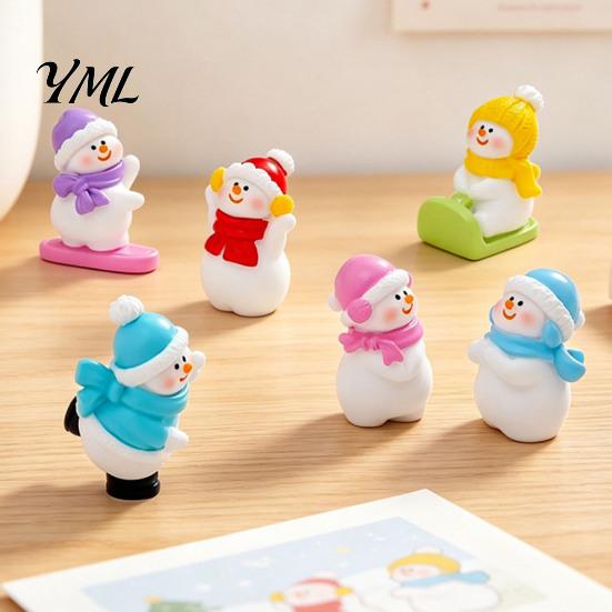 Winter Wonderland Diorama Pieces Mini Snowman Figurine, Christmas Skiing Dolls, Small Desktop Car Holiday Gift Items Dashboard Figurines, Micro
