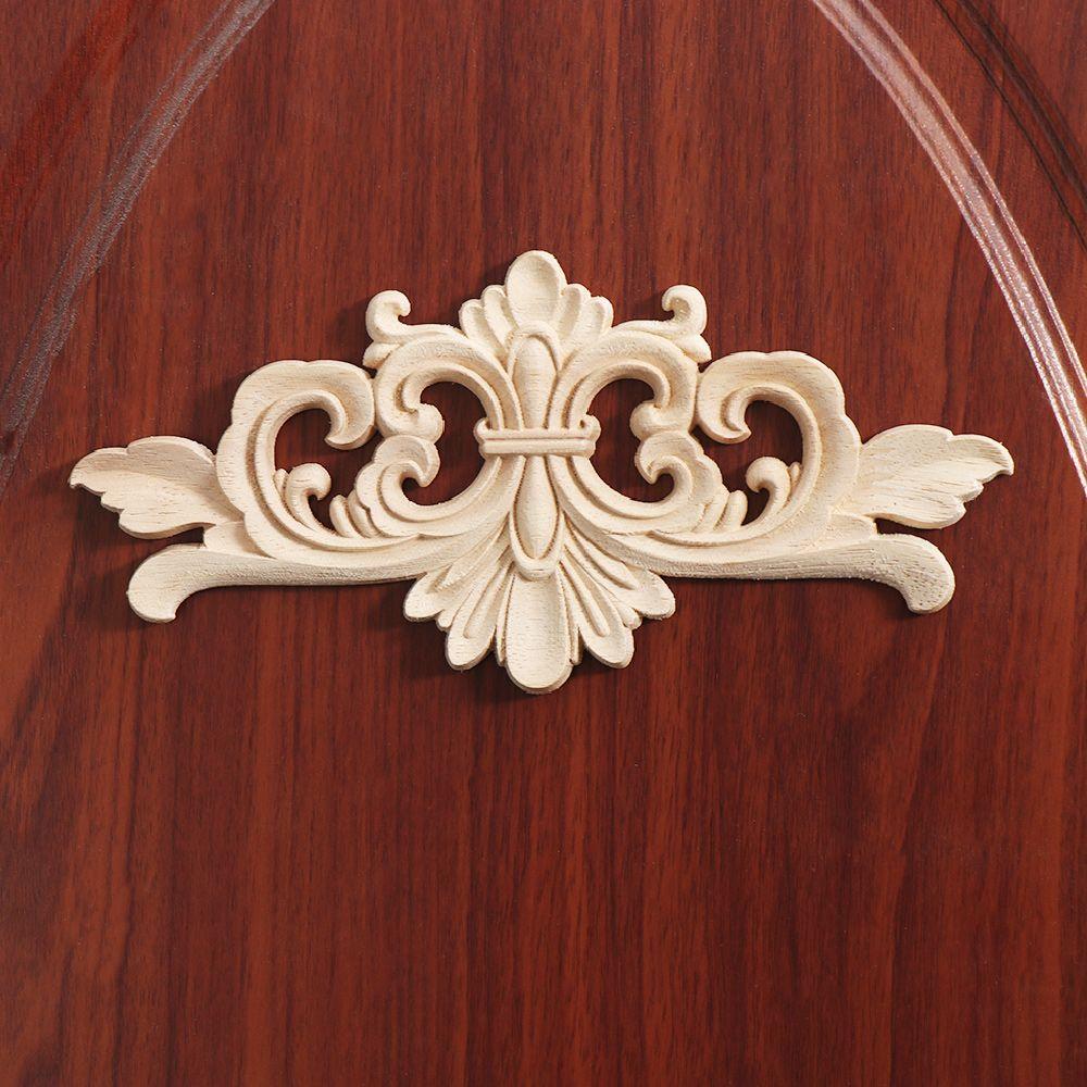 Floral Wall Door Decoration Furniture Parts Woodcarving Decorative wooden Figurines Crafts Corner Appliques Frame Wood Carved