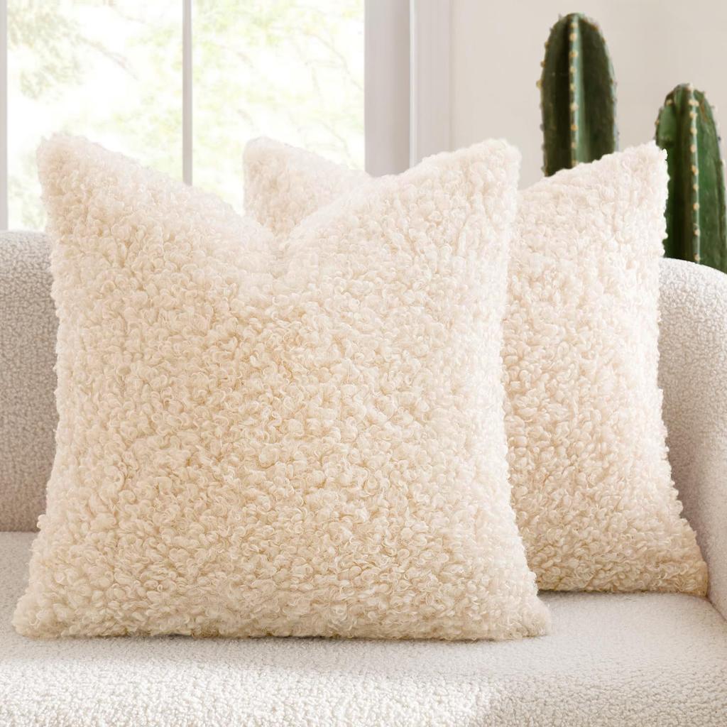Thick Soft Lamb Wool Pillow Cover Solid Color Modern Simple Nordic Sofa Cushion For Cozy Home Decor