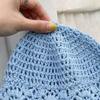 Crochet Slouchy Beanie Hat Handmade Knit Cutout Floral Skull Cap Cotton Knitted Breathable Summer Hats for Women