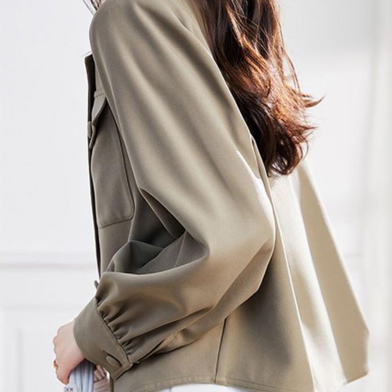 Women's Casual Long-Sleeve Outerwear Korean-Style Blazer Top Versatile Jacket Loose Short Trench Coat for Spring