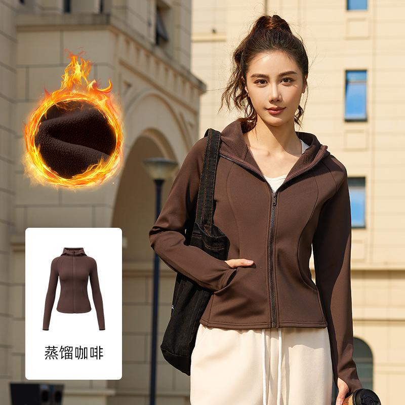 Herbst Winter Lässige Mode Samt Slim Langarm Strickjacke Top Damen Einfarbig Alleskönner Kapuzenjacke mit Reißverschluss Top