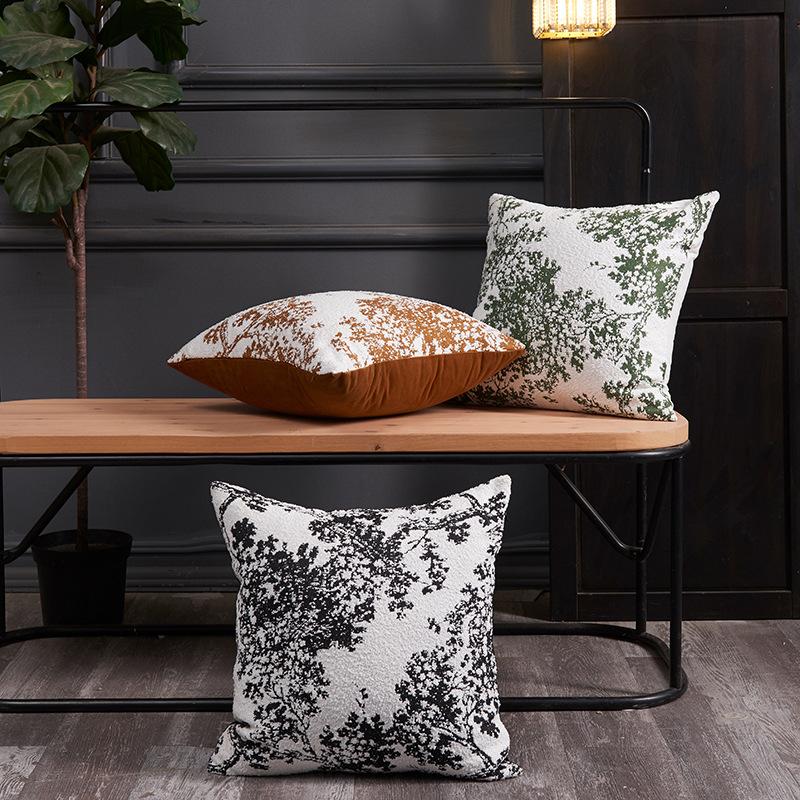 Jacquard Ink Small Cattail Pillowcase Home Living Room Pillow Backrest Invisible Zipper Four-sided Locking