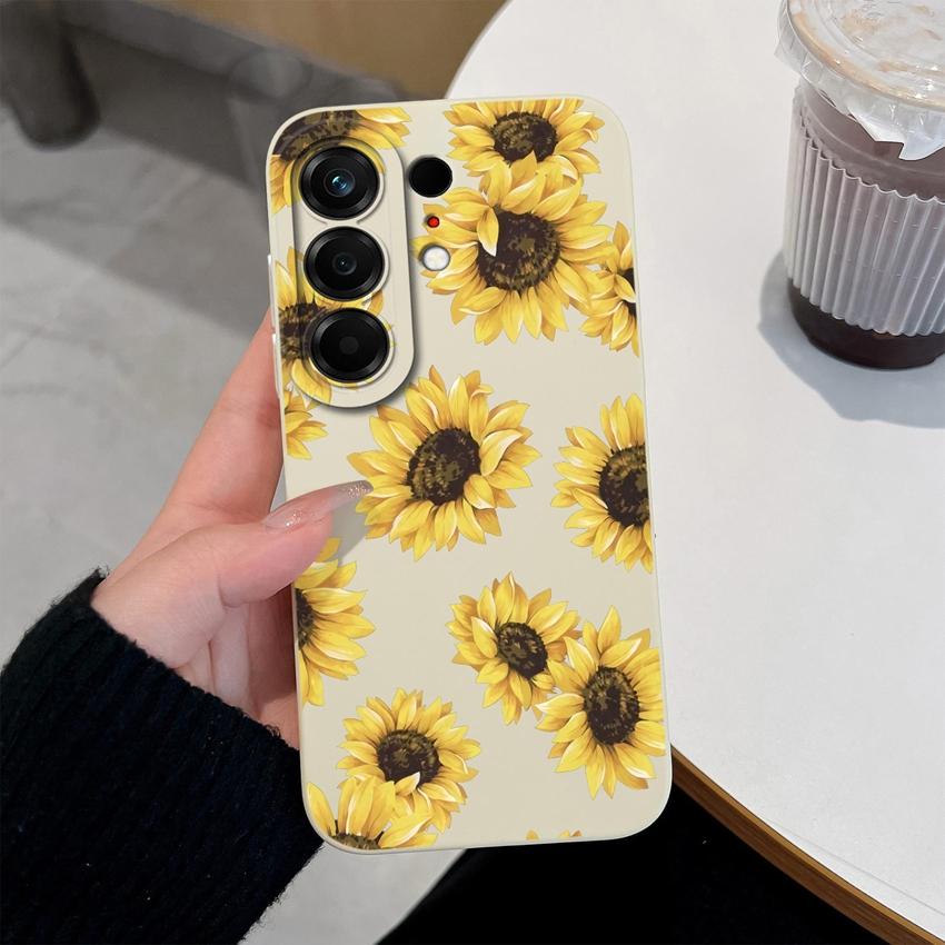 For Tecno Camon 50 Pro 50Ultra Phone Cover Sunflower Floral Case Liquid Silicone Soft Housing For Tecno Camon50 Shockproof Shell