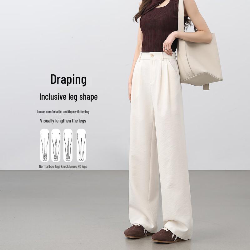 Women s High-Waisted Wide-Leg Slub Texture Pants 2XL