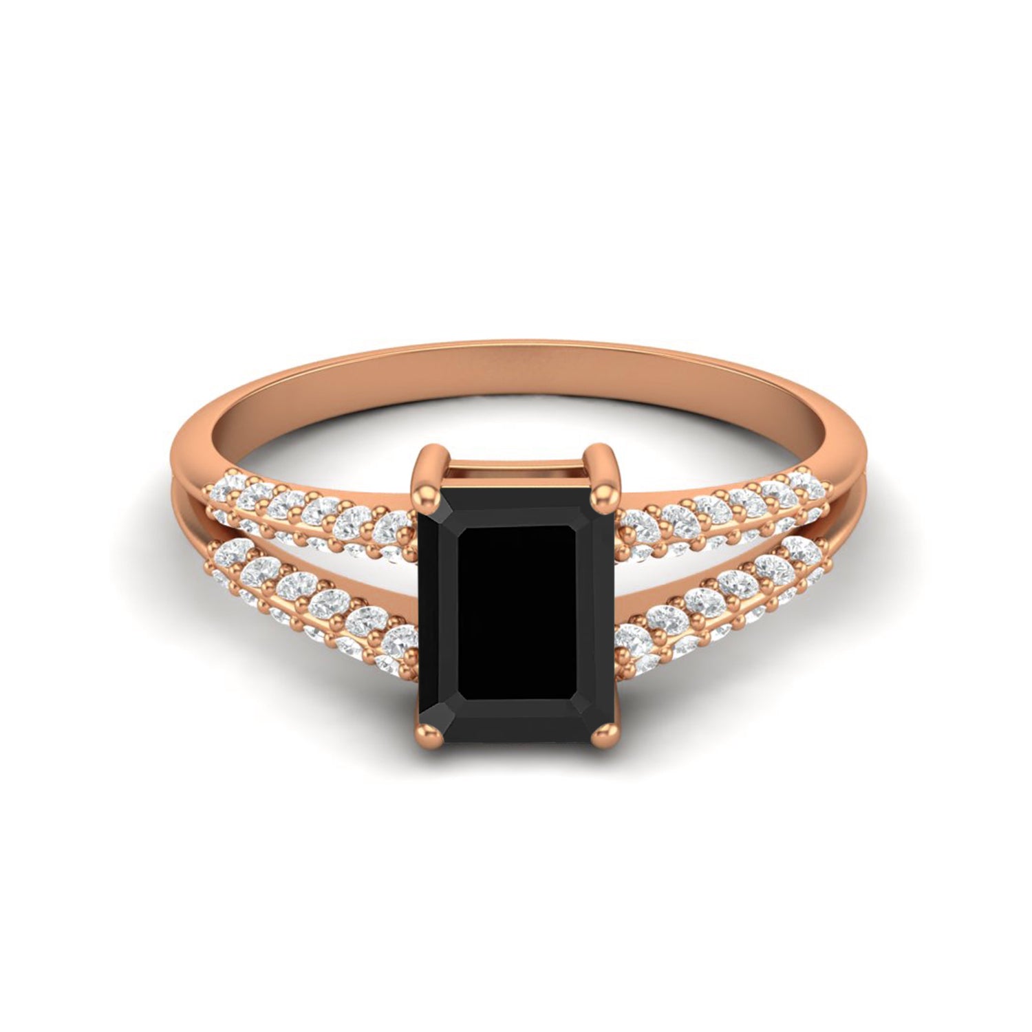 

Камінь Чорна Шпінель Октагон 7X5ММ Срібло 925 проби з рожевим покриттям Солітер з роздвоєною шинкою Жіноча весільна каблучка 10.5 Яскраво-рожевий