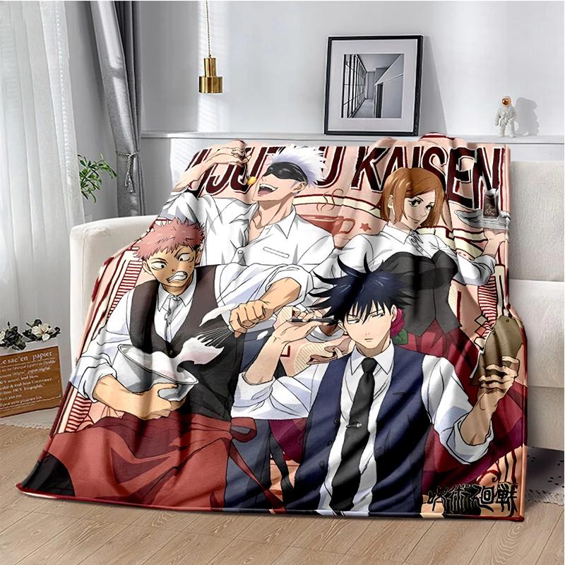 Cartoon Anime Jujutsu Kaisen Throws Blanket Kid Super Soft Blankt for Travel Couch Sofa Picnic Bed Flannel Blanket Birthday Gift