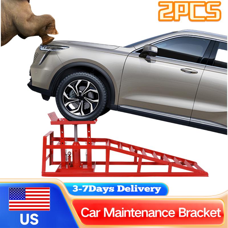 Garage Car Lift 2Pcs Metal Hydraulic Auto Repair Ramps 5 Ton Capacity 98 to 15 Inches Height Control Tire Replacement Tool