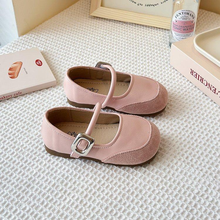 

Детские маленькие кожаные туфли 2025 весна новые французские с юбкой с мелким вырезом на плоской подошве туфли девочки ретро туфли Мэри Джейн 34 розовый