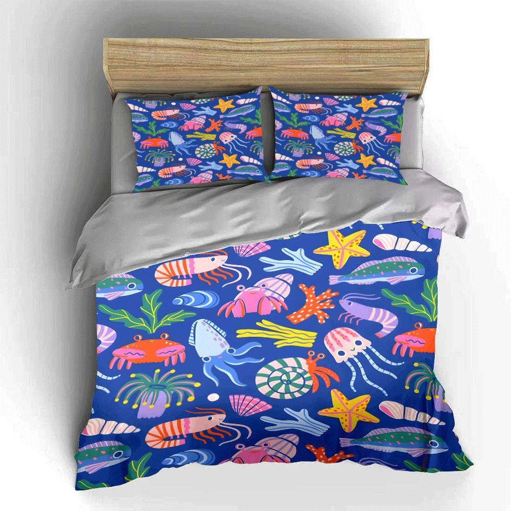 Marine Life-Themed Decorative Set Exquisite three-piece bedding set gift for kids and adults