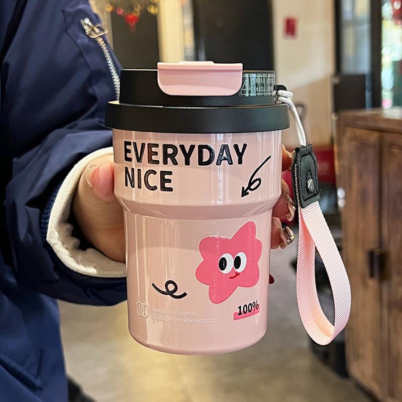 High-value Coffee Cup, 316 Stainless Steel Thermos Cup, Light Luxury, High-end Cartoon, Cute Companion Thermos Cup