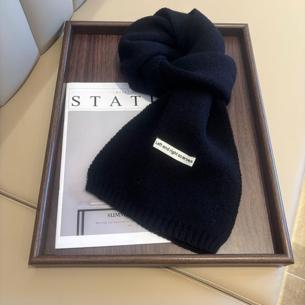New solid color scarf women's imitation wool versatile scarf men's scarf autumn and winter knitted small scarf tide