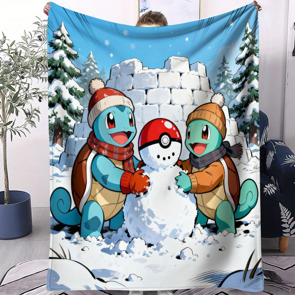 Cute Pokemon Cartoon Anime Warmth Flannel Blanket Pikachu Figures Home Sofa Lunch Nap Children Blankets Kawaii Christmas Gifts