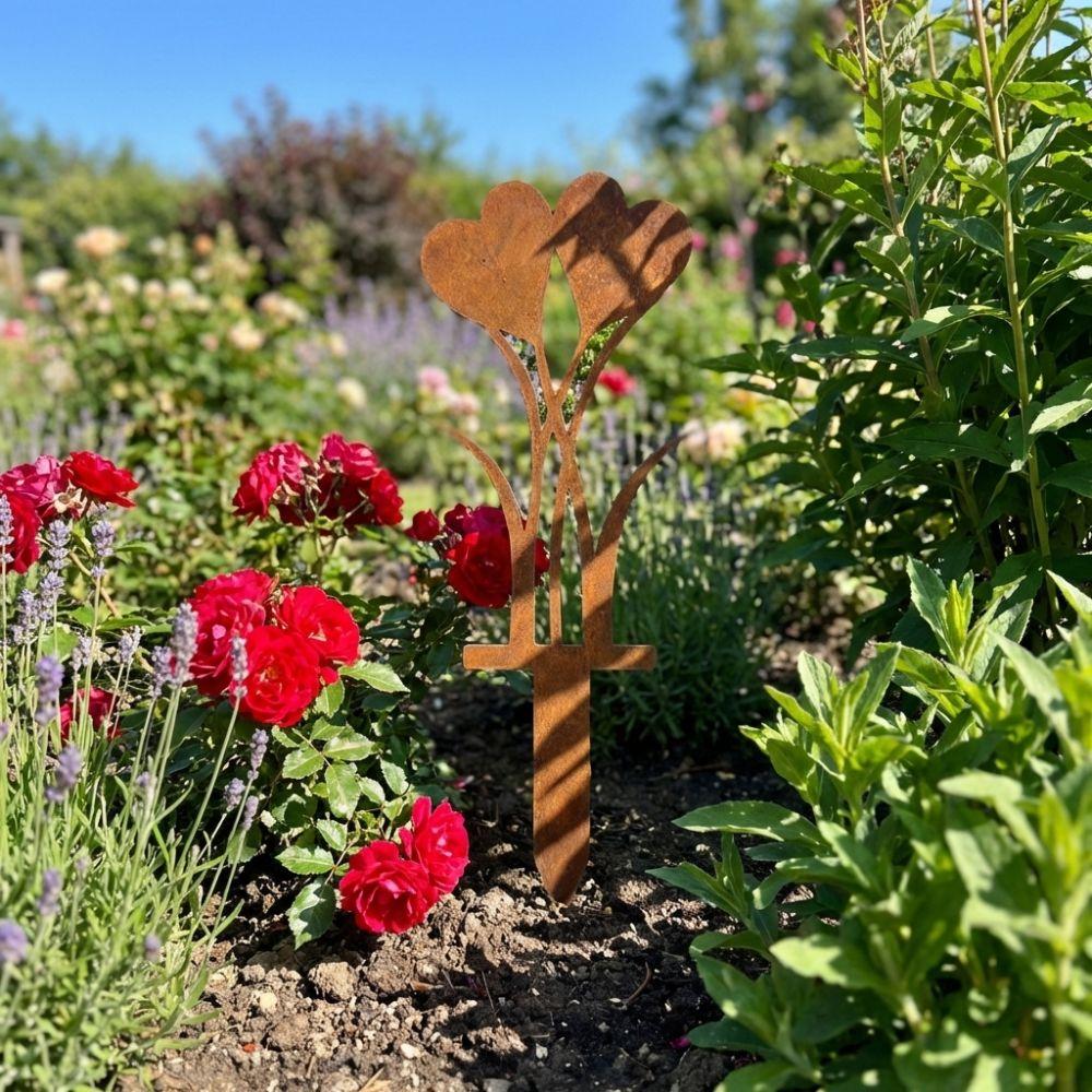 Rustikale herzförmige Metallpfähle 2D-Wegakzentpfahl Eisenherz Gartendekoration Thanksgiving