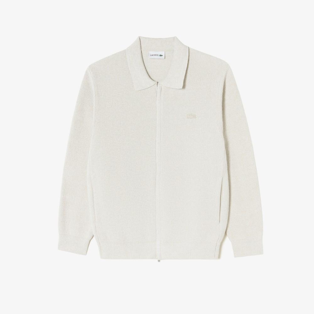 [lacoste] Men's Ribbed Collar Zip-up Cardigan AH403E-56GS7G