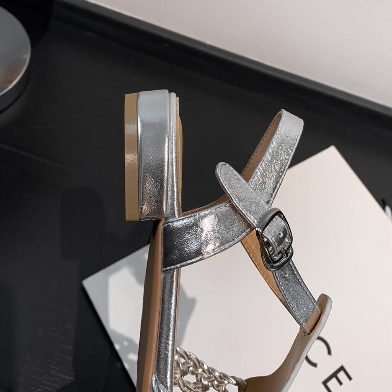 Fashion Women's new summer square head genuine leather cowhide woven hollow out comfortable and breathable low heel toe Muller sandals