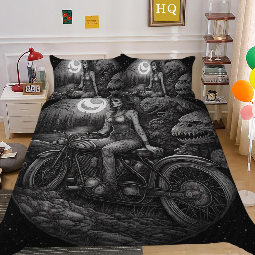 Beauty Skull Printed Duvet Covers Set King Size Microfiber Bedspreads Teen Design Cool Home Textiles